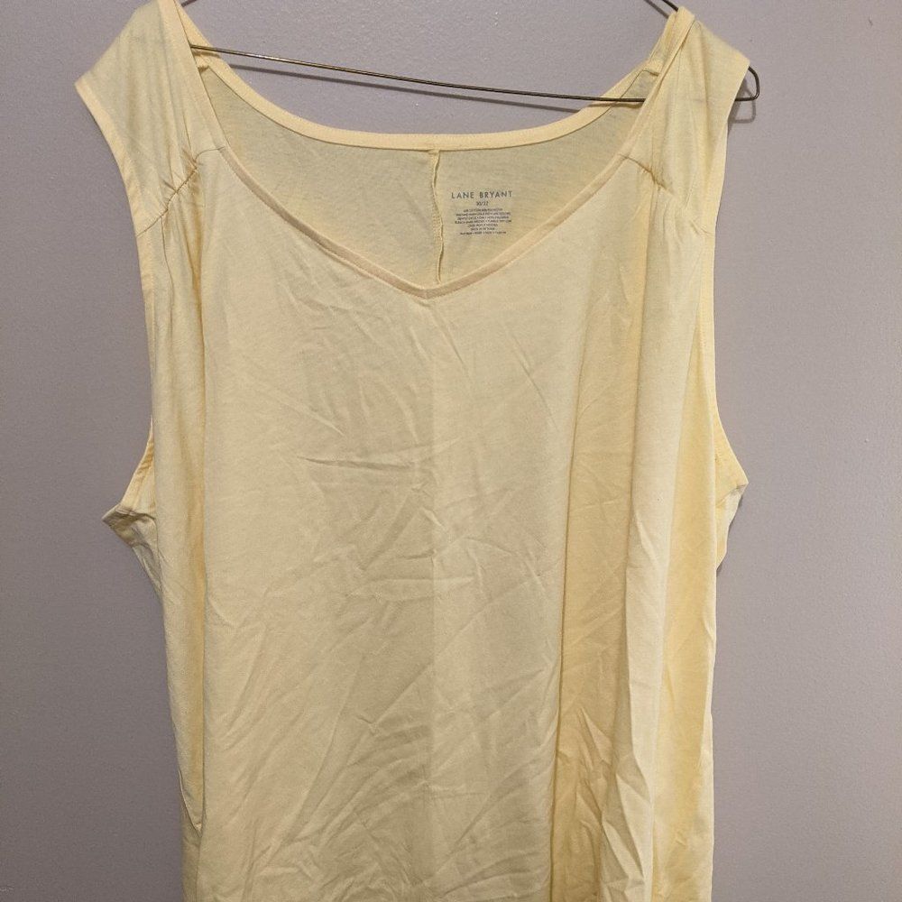 NWT Lane Bryant Gathered Shoulder V-Neck Tank- Yellow- 30/32